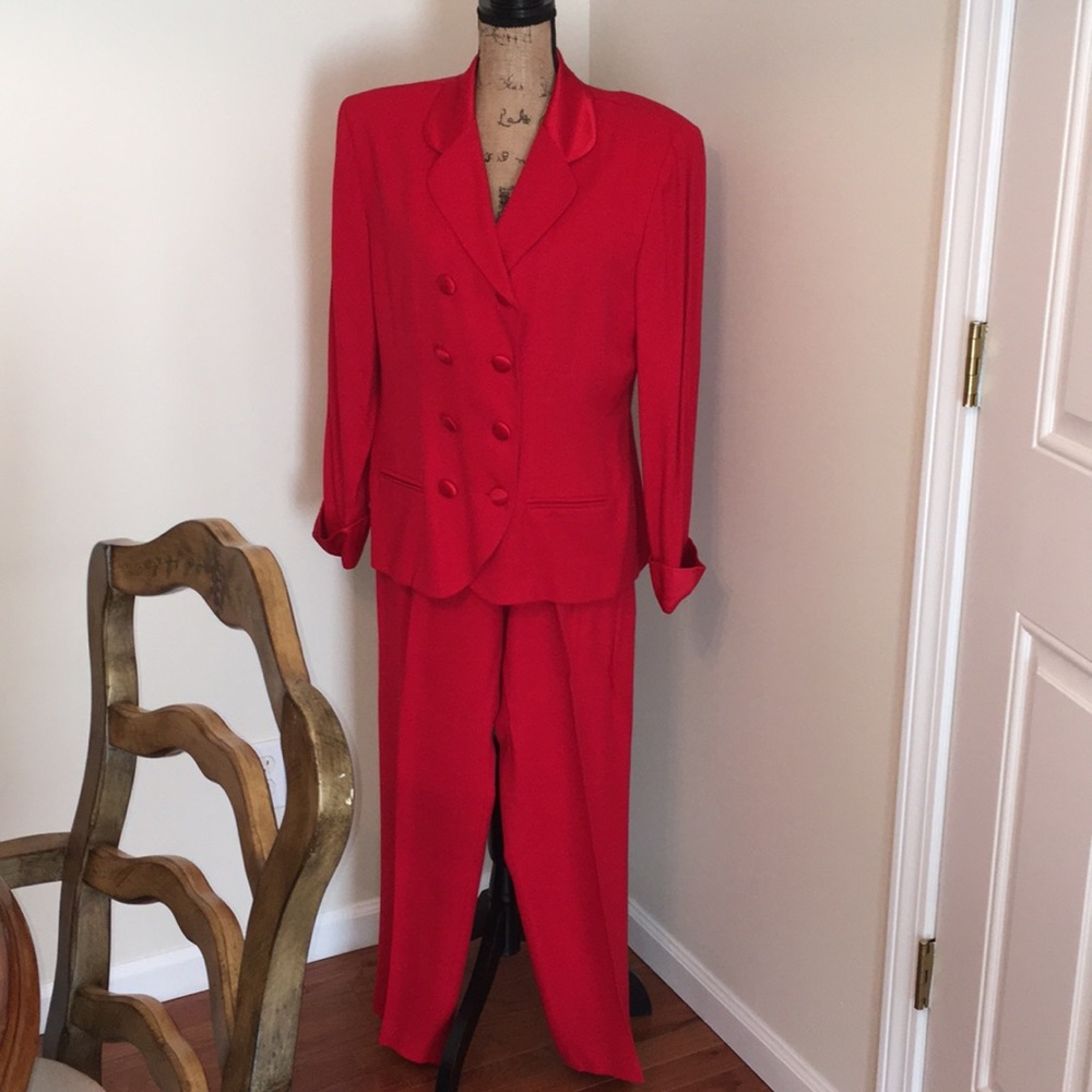 Vintage Bright red pants suit Lois Snyder Dani Max